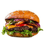 Mozzarella Burger With Pancetta, Onion Rings & Bbq Pulled Pork 